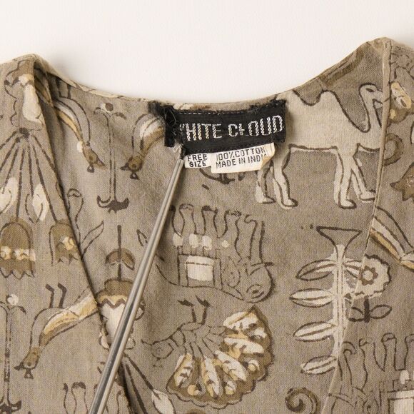 Vtg White Cloud Womens Vest Animal Print Boho‎ Artsy Art Bohemian Folk Indie - Picture 6 of 7
